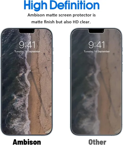 Miniatura 7 de Ambison [Paquete de 2] Protector de pantalla de vidrio mate compatible con iPhone 13 Pro Max 6.7 pulgadas [Sin burbujas] [Alta definición]