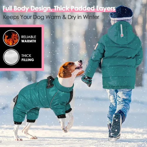 Miniatura 6 de AOFITEE Abrigo para Perros, Chaqueta Impermeable para Perros para Invierno, Traje de Nieve Cálido de Cuerpo Completo para Perros, Abrigo de Invierno