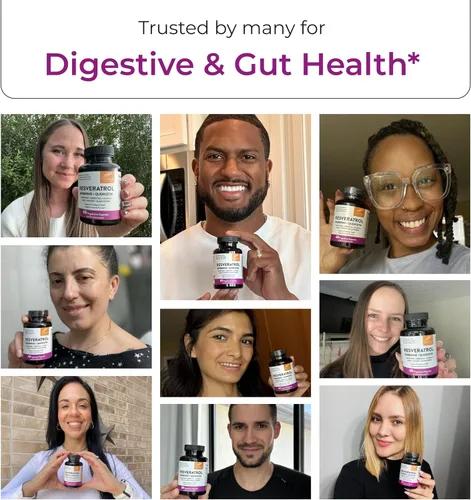Miniatura 8 de Resveratrol con suplemento de berberina para apoyo a la salud intestinal 60 cápsulas digestivas para mujeres y hombres Con extracto de té verde