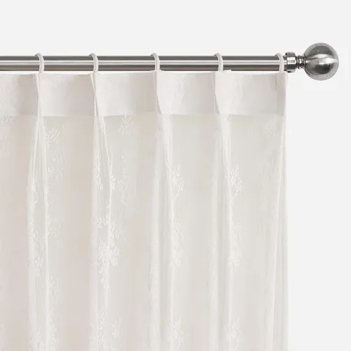 Miniatura 4 de Cortinas traslúcidas de encaje blanco de 45 pulgadas de largo, paneles de cortinas plisadas para ventana, 26 pulgadas de ancho x 45 pulgadas
