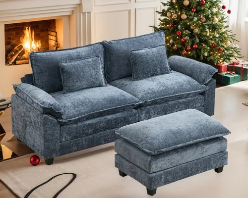 Miniatura 28 de Sofá modular seccional, sofá de nube con otomana, asiento profundo de felpilla en forma de L para sala de estar y apartamento