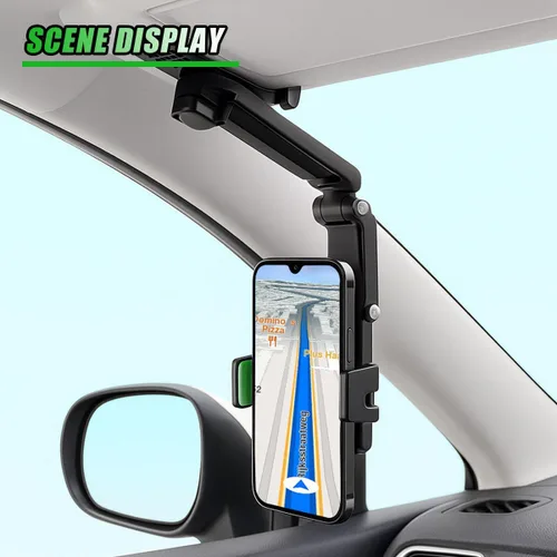 Miniatura 4 de Soporte giratorio de 360° para teléfono con visera solar para automóvil, soporte retráctil portátil para teléfono celular, visera universal