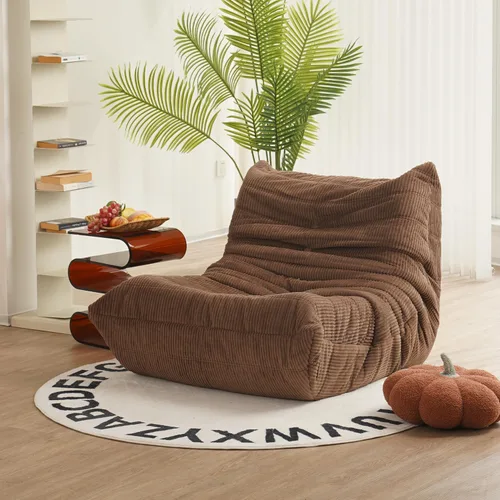 Miniatura 20 de N&V Sofá de suelo sin brazos de mediados de siglo, silla de pana suave de alta calidad, silla decorativa de espuma para sala de estar, dormitorio