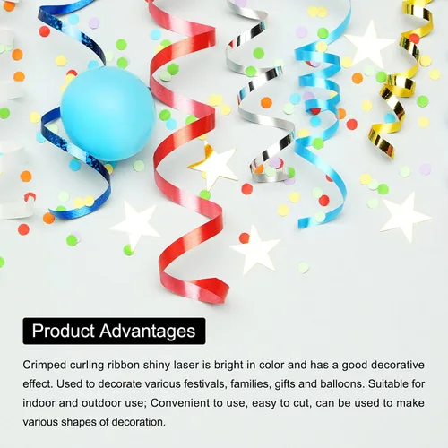 Miniatura 4 de PATIKIL 4 cintas rizadoras de globos prensadas brillantes metálicos de 3/16 pulgadas, 11 yardas iridiscentes para decoración de fiestas, envolver