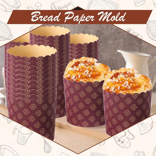 Miniatura 6 de FoldTier 24 moldes para pan de Pascua, moldes de papel corrugado para hornear, forma de papel redondo para pasteles, panettone, cocina, muffins