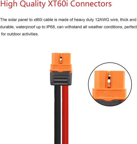 Miniatura 2 de CERRXIAN Conector de panel solar 16.4FT/5M 12AWG a XT60i Cable de alimentación de panel solar hembra para estación de energía portátil, RV, batería