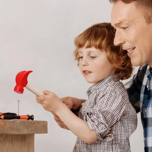 Miniatura 6 de jojofuny 1 juego de martillo de madera, herramienta de simulación de simulación, martillo de juguete para niños, herramienta de madera para niños