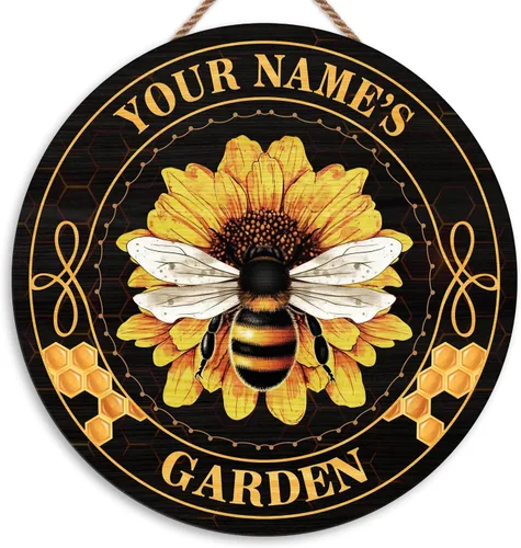 Miniatura 12 de Artsy Woodsy Decoración de pared personalizada de placa de madera de abeja de miel, regalos para apicultores - Decoración para amantes de las abejas