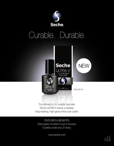 Miniatura 2 de Seche Esmalte de uñas de gel UV Ultra-V, esmalte de uñas de gel transparente, secado rápido y duradero, lámpara de remojo, uso en salón