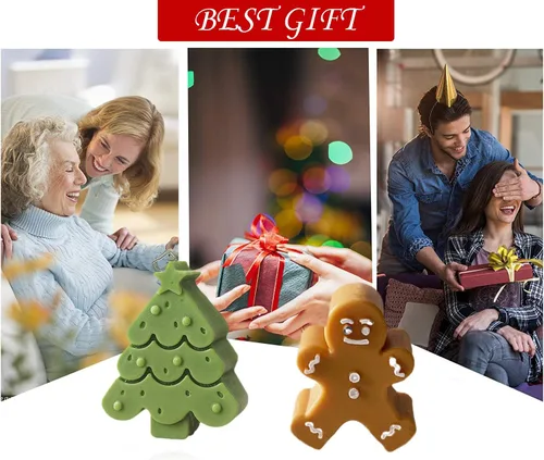 Miniatura 4 de Paquete de 2 moldes de silicona 3D para velas, árbol de Navidad + molde de hombre de jengibre, molde de fondant de Navidad para hacer velas