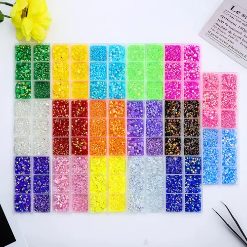 Miniatura 5 de 3000 PIEZAS de Brillantes de Resina con Dorso Plano, 2mm 3mm 4mm 5mm 6mm Rosa Claro AB, Brillantes de Resina en Gel con Dorso Plano para Vasos