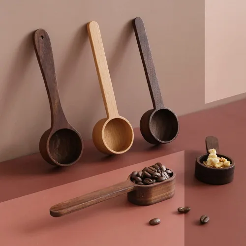 Miniatura 5 de Cuchara de café, cucharas de café, cuchara de café de madera de haya estilo coreano de CISHNOU, medición para granos molidos o té, utensilios de B