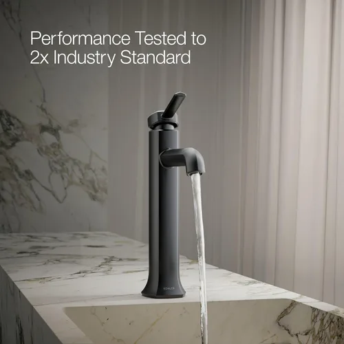Miniatura 12 de Kohler 27003-4-BL Occasion - Grifo alto para lavabo de baño con una sola manija, 1.2 gpm, color negro mate Mate negro