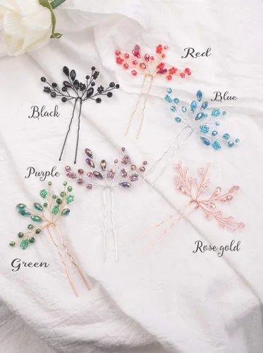 Miniatura 2 de Kercisbeauty Horquillas para el cabello de boda, accesorios de cristal para el cabello para mujeres y niñas, pinzas para el pelo de novia, vestido