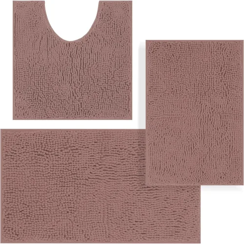 Juego de alfombras de baño de 3 piezas, tapetes de baño para baño antideslizantes, alfombras de baño de felpilla gruesa, suaves y absorbentes, juego