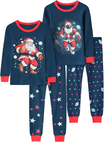 Miniatura 6 de Pijamas de algodón de 4 piezas para niños, conjunto de pijamas de Navidad y Halloween para niños
