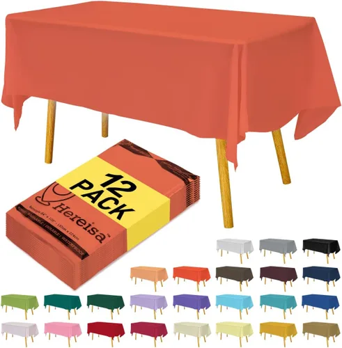Miniatura 62 de Paquete de 3 manteles de plástico desechables de 54 x 108 pulgadas, manteles de color blanco hueso, manteles de fiesta nupcial para fiestas