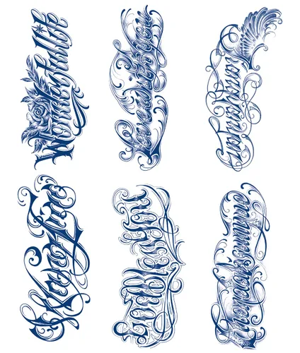 Miniatura 8 de Tatuajes temporales semipermanentes de palabras en inglés, 6 hojas, 2 semanas de duración, impermeables, tatuajes de palabras en inglés, 100% tinta