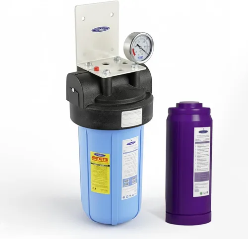 Filtro de agua compacto para toda la casa, serie inteligente (3-6 GPM | 1-2 personas), cartucho individual, incluye conexión de 1 pulgada | Crystal