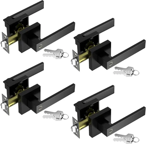 Miniatura 14 de Manijas de Puerta para Interiores, Pomos de Puerta Interiores, Manija de Puerta Negra con Palanca Reversible, Juegos de Cerraduras de Puerta