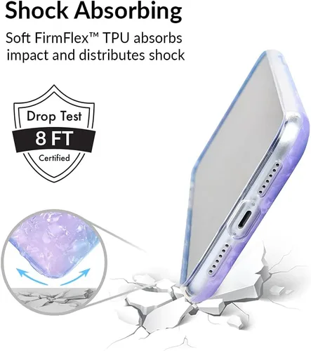 Miniatura 4 de Velvet Caviar Funda brillante iridiscente para iPhone XR, funda protectora estética para mujer (cuarzo ópalo azul)
