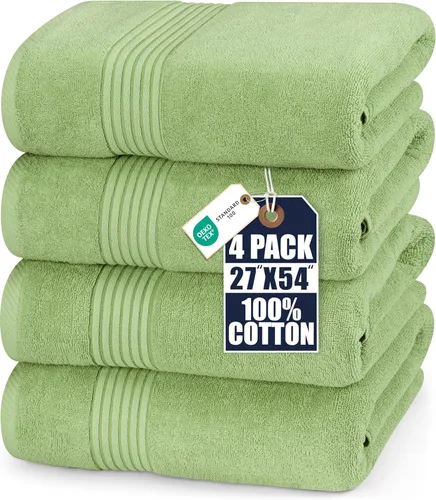 Utopia Towels Juego de 4 toallas de baño (27 x 54 pulgadas), 100% algodón hilado en anillo, secado rápido, altamente absorbentes, toallas de tacto