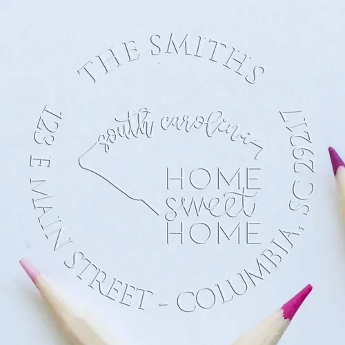 Miniatura 234 de Sello en relieve de dirección personalizado para nuevos propietarios de viviendas, sello redondo de 1-5/8 para dirección de casa, estampado