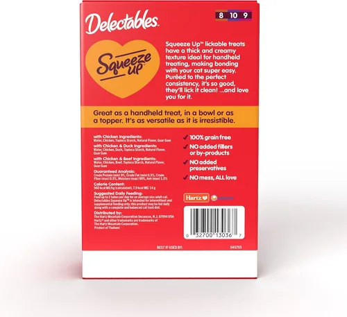 Miniatura 7 de Delectables Squeeze Up - Paquete variado de golosinas para gatos para lamer sin mariscos, 20 unidades (paquete de 1)