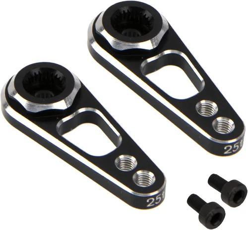 Miniatura 7 de Paquete de 2 bocinas Vgoohobby de aleación de aluminio a control remoto de doble agujero 25T para servo de dirección compatible con Recat Axial