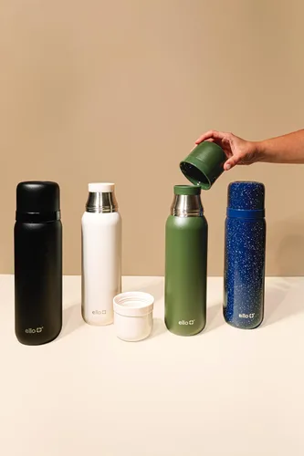 Miniatura 2 de Ello Therma - Termo aislado de acero inoxidable de 32 onzas para bebidas calientes y frías, con tapa a prueba de fugas y taza integrada, aislamiento