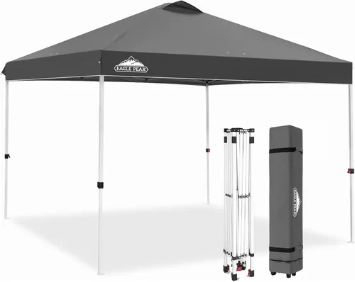 Miniatura 482 de EAGLE PEAK Tienda de campaña desplegable con bolsa de transporte con ruedas, 8 estacas, 4 cuerdas, 4 bolsas de peso, toldo de tienda de campaña