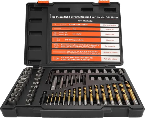 Miniatura 11 de Juego de 15 extractores de tornillos, extractor de tornillos de doble cabeza hexagonal, extractor de tuercas multieslina, 3/8 pulgadas, juego