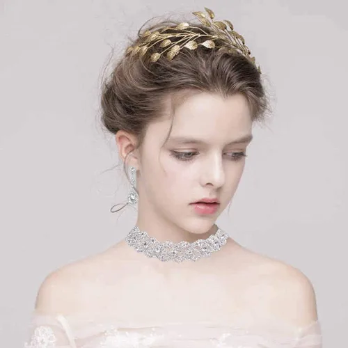 Miniatura 2 de Paxuan Gargantilla de boda con diamantes de imitación para mujer, collar y aretes, pulsera, cristal