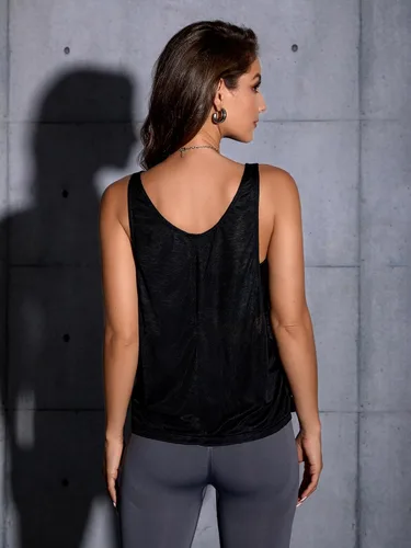 Miniatura 2 de SweatyRocks Camiseta sin mangas con cuello redondo y espalda cruzada para mujer
