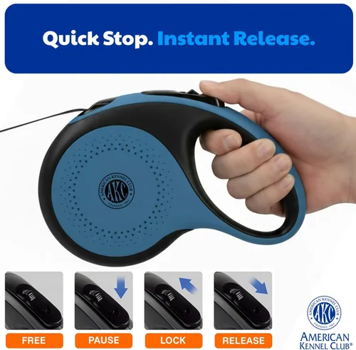Miniatura 4 de American Kennel Club Correa retráctil resistente para perro, 16.4 pies, sin enredos, agarre ergonómico, freno de una mano, para perros medianos