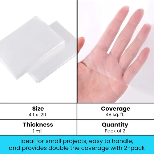 Miniatura 3 de VICMORE Lonas de plástico transparentes - Resistente al agua y al polvo, lámina de plástico inodora para renovaciones, proyectos de bricolaje - Lona
