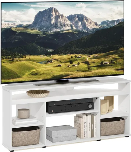 Miniatura 10 de Centro de entretenimiento para TV Furinno 12186GYW/BK, con repisas de roble francés, 42 pulgadas, gris, Madera, gris roble francés
