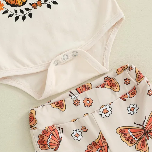Miniatura 112 de Sejardin Ropa de verano para bebé y niña, recién nacida, manga corta, con letras, mameluco elástico con diadema