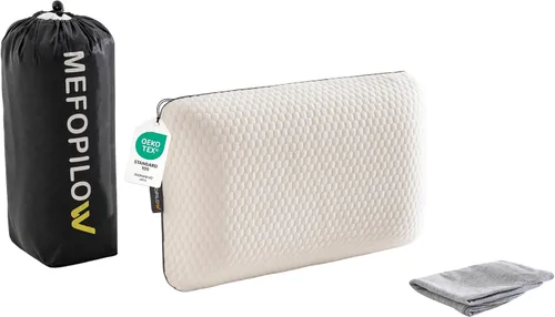 Miniatura 15 de Almohada de viaje de espuma viscoelástica con funda lavable y bolsa de transporte, almohada de cuello compacta, suave y transpirable para avión