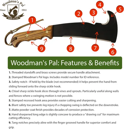 Miniatura 5 de Woodmans Pal - Machete de hacha multiusos con vaina, machete de supervivencia ideal para acampar, pesca, caza, bushcraft, hacha para desbrozar