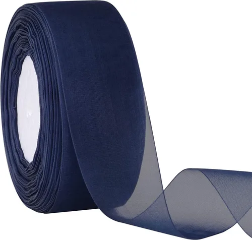 Miniatura 7 de Hapeper Cinta de organza transparente de 1-1/2 pulgadas, 50 yardas/rollo (Azul Lago)
