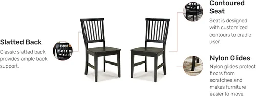Miniatura 6 de Homestyles Arts & Crafts - Sillas de comedor negras, juego de 2