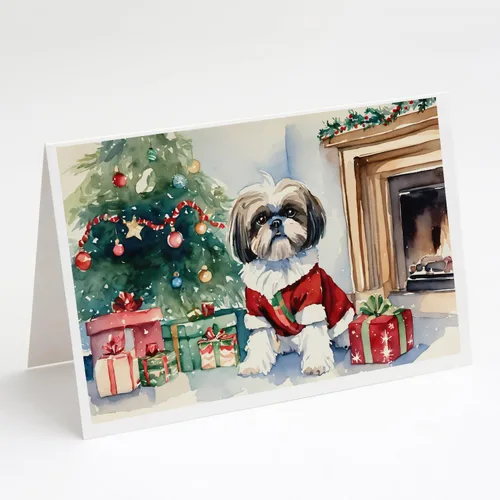 Miniatura 35 de Caroline's Treasures DAC2753GCA7P Paquete de 8 tarjetas de felicitación navideña acogedora de Husky siberiano Tarjetas en blanco con sobres