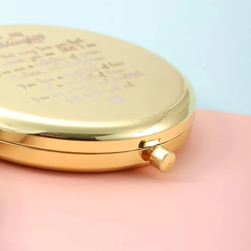 Miniatura 4 de to My Granddaughter - You're Amazing and Beautiful - Espejo de bolsillo, espejo de bolsillo compacto de acero inoxidable, espejo de bolsillo Dorado