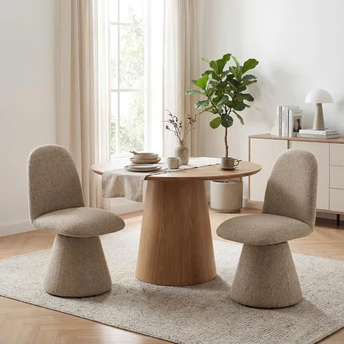 Miniatura 11 de DUOMAY Juego de 2 sillas de comedor giratorias de 360°, modernas de mediados de siglo, tapizadas con respaldo alto, base giratoria silenciosa, silla