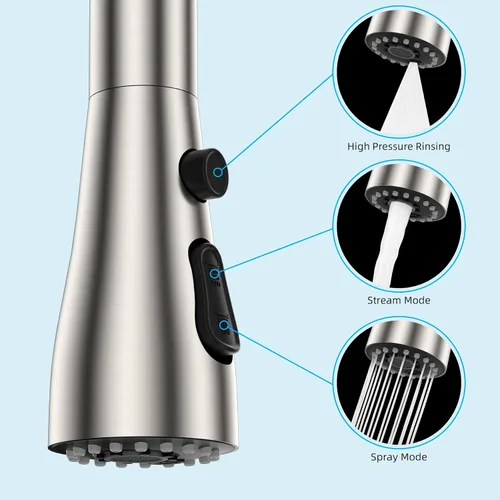 Miniatura 2 de Hibbent Cabezal rociador extraíble de metal para grifo de cocina, boquilla rociadora para fregadero de cocina con 15 adaptadores, repuesto