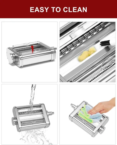 Miniatura 8 de Accesorio de pasta 3 en 1 para batidora de pie KitchenAid, máquina de pasta con rodillo de pasta, cortador de espaguetis y fettuccine, construcción