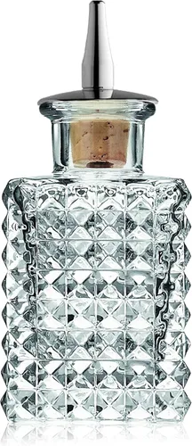 Botella para amargos de cóctel, diseño cuadrado vintage de vidrio con corcho y acero inoxidable, juego de barra profesional de 3 onzas, accesorio