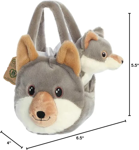 Miniatura 7 de Aurora Peluche de lobo Eco Nation hecho de forma responsable, ideal para aventuras de juego, perfecto para cumpleaños o simplemente porque - gris