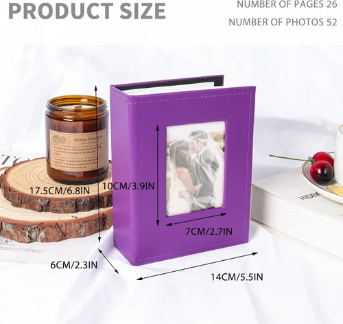 Miniatura 2 de RECUTMS - Álbum de fotos pequeño de 4 x 6 pulgadas, cada uno con 26 páginas transparentes para 52 fotos, álbumes mini de piel sintética premium